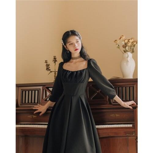 Free ship black romantic french style vintage long dressmedieval dress Renaissance Gown princess Victorian dress