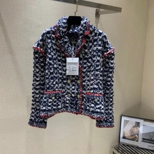 Heavy Industry Knitted Cardigans Jacket for Women High Quality Long Sleevev Sweaters Patchwork Plaid Coats for Lady 2021