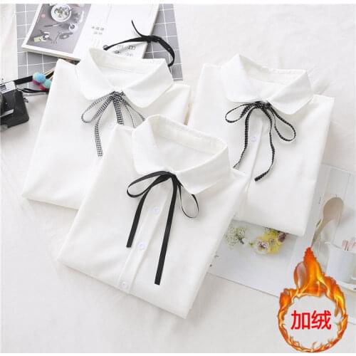 Women Blouse Autumn Winter Coat Doll Collar White Chiffon Long Sleeve Shirt Blusas Ropa De Mujer