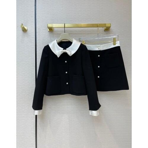 New Ladies Fashion 2021 Suit Doll Collar Short Jacket + Skirt 2 Piece Set 0106