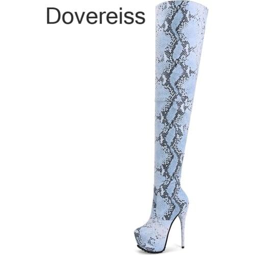 Dovereiss Winter New Fashion Sexy Pointed toe Clear Heels Boots Stilettos Heels Over The Knee Boots Big Size 42 43 44 45 46 47