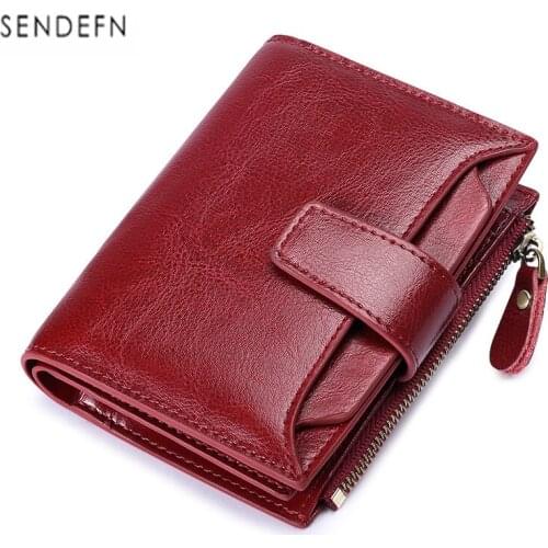 SENDEFN 100% Genuine Leather women wallet Short Student Korean Coin Purse Card package Drivers license wallet portomonee wallet