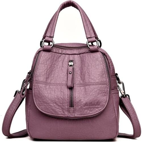 Small Backpack Womens Multi-function Three-purpose One-shoulder Soft Leather Diagonal Bag Version All-match Female Bag Tide