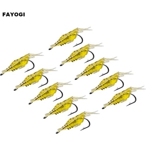 10 pcs/ lot Soft Shrimp Lures Silicone Artificial Bait Soft Prawn Sea Fishing Lures With Hook