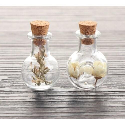 10Pcs Mini Empty Glass Wishing Message Bottle with Cork Stoppers DIY Necklace