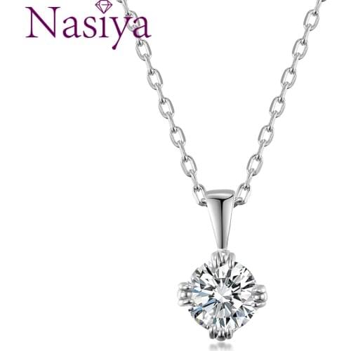 6mm EF Round 18K White Gold Plated 925 Silver Moissanite Necklace Diamond Test Passed Jewelry Christmas Gift