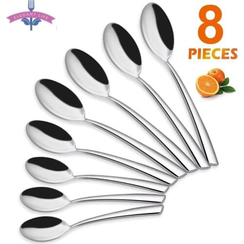 8PCS 8Inch Stainless Steel Dinner Spoons Dinnerware Set Cutlery Set For Dining Room Kitchen Flatware Set