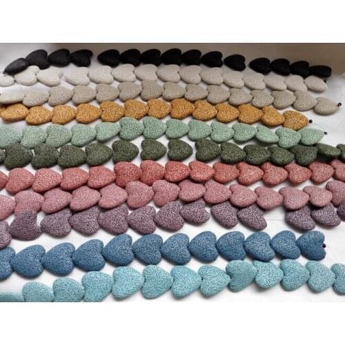 916 +++heart rock lava pendant necklace jewelry marking supply loose bead 15" strand