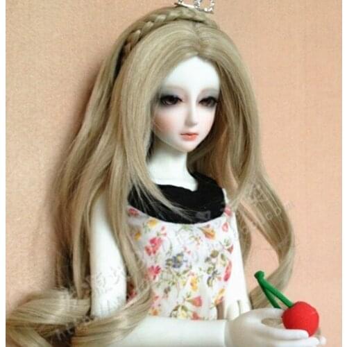 Doll accessories 1/3 1/4 Bjd wig doll hair wig long soft waves curly wavy middle parting bangs braids woman girl - gb16