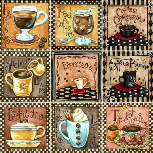 Evershine Diamond Painting Full Drill Square Coffee Diamond Embroidery Landscape Needlework Mosaic Art Handicraft Gift