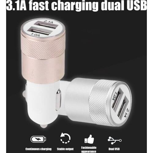 2.1A USB Car Charger 2-port Mobile Phone Charging Socket Wear-Resistant High Gloss Adapter Car Interior Power Socket