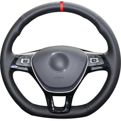 Black PU Artificial Leather Car Steering Wheel Cover for Volkswagen VW Golf 7 Mk7 New Polo Jetta Passat B8 Tiguan Sharan Touran