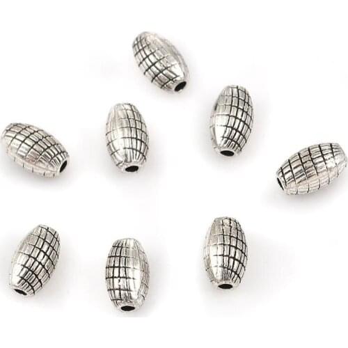 DoreenBeads Zinc Based Alloy Spacer Beads Drum Silver Color Color Grid Checker Jewelry DIY Findings , Hole: Approx 1.8mm, 50 PCs