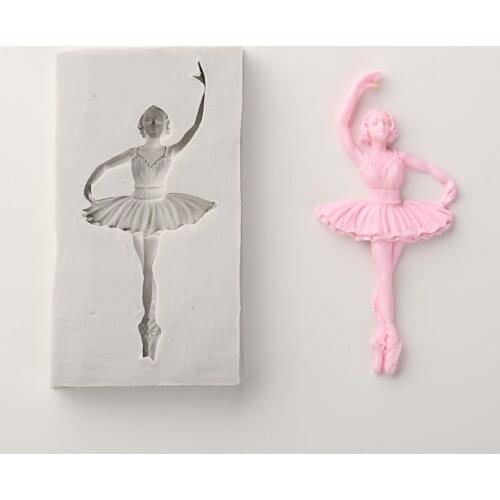 Elegant Dancing Ballet Girl Cake Silicone Mold Fondant Molds DIY Cake Decorating Tools Candy Clay Sugarcraft Gumpaste Mould