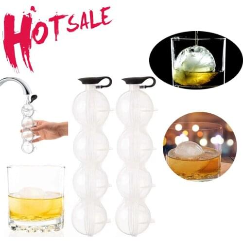 Ice Ball Mold 4 Cavity Ice Cube Maker Ice Molds Sphere Round Whiskey Cocktail DIY Ice Moulds Bar Kitchen Tool Bar Cocina