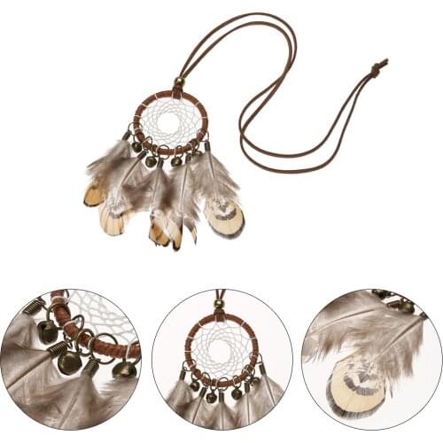 Indian National Bell Feather Dream Catcher Sweater Chain Necklace Dream Catcher Wall Car Hanging Decoration
