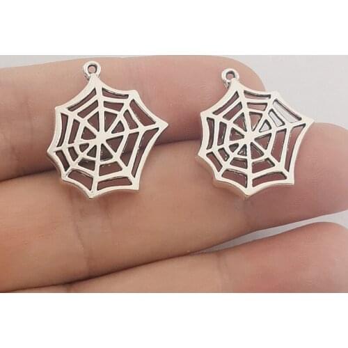 JINDINSP 10pcs 25x23mm Charms Cobweb Spider Halloween Antique Making Pendant Fit Vintage DIY Jewelry