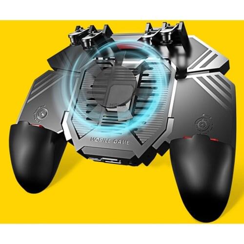 PUBG Mobile Gamepad Joystick Controller Cooling Fan For IOS Android Phone Six Finger Operating Rechargeable Gamepad Power Bank
