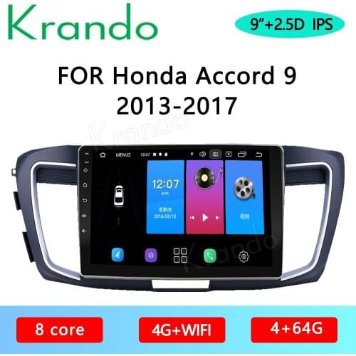 Krando Android 10.0 9" IPS Full Touch Car Multimedia Radio for Honda Accord 9 2013-2017 Audio DSP WIFI Navi Bluetooth Carplay