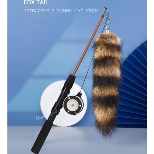 Funny Cat Stick Cat Toys Cat Stuffed Toys New Fox Tail Mink Funny Fishing Rod Retractable Plush Toy Cat Supplies Cat Accessories