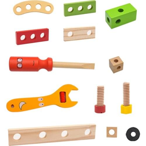 Wooden Repair Toolbox Set Pretend Play Screwdriver Disassembly Game Learning Educational Toys DIY Wooden Childhood Toy
