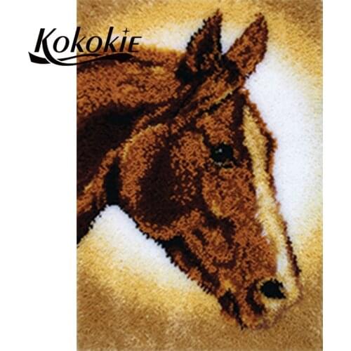 Latch hook kits for adults large printed canvas yarn Horse carpet diy latch hook rug kits carpet embroidery carpet diy rug