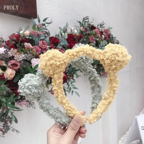PROLY New Fashion Girls Headwear Girls Big Plush Ears Headband Casual Turban Spring Lovely Hairband Hair Accessories