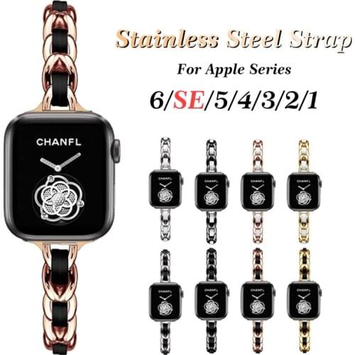 Stainless Steel Strap for Apple Watch Band 38mm 42mm 40mm 44mm Metal Bracelet for iWatch Series 6 SE 5 4 3 2 1 Replacement Strap