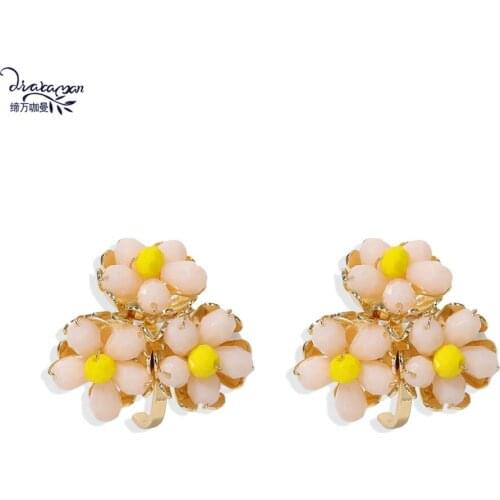 Dvacaman Cute Sun Flower Stud Earrings Women Girl Party Prom Holiday Earrings Wholesale Jewelry Female Bijoux DROPSHIPPING Gifts