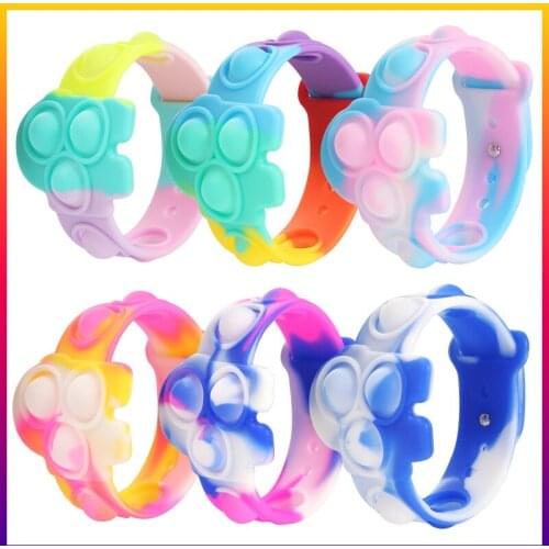 Silicone Press Bubble Kneading Decompression Bracelet Squishy Stress Relief Fidget Squeeze Toys for Anxiety Free Shiping Items