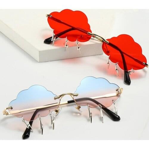 Novelty Cloud Shaped Sunglasses Lightning Tassel Tinted Lens UV400 Eyewear for Camping Hiking Cyaling Fishing Sun Glasses