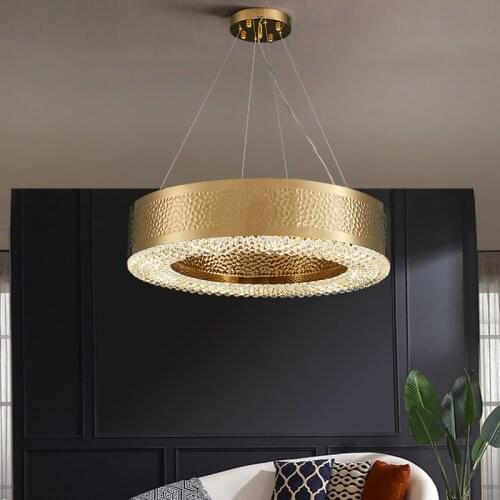 Modern Crystal Chandelier Golden Ring LED Handing Lamp Living Room Bedroom Suspension Lamp Villa Cafe Home Decr PA0525