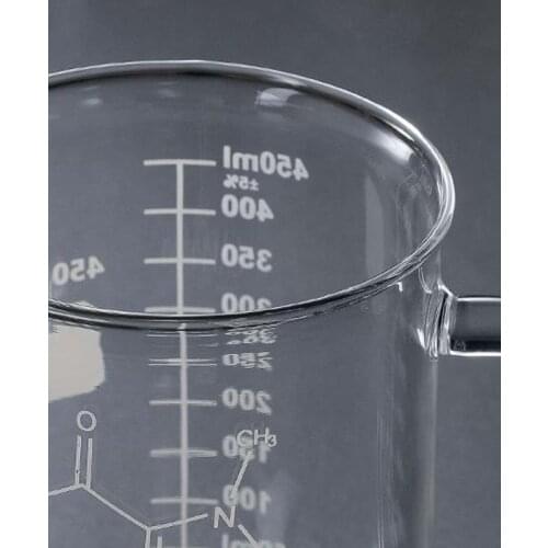C5AC Caffeine Beaker Mug Graduated Beaker Mug with Handle Borosilicate Glass Multi-Function Food Grade Measuring Cup