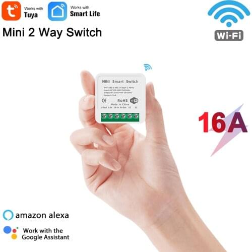 Tuya Smart Life,16A WIFI Switch Module Mini DIY Smart Switch,Remote Control Support An External Work with Alexa Google assistant