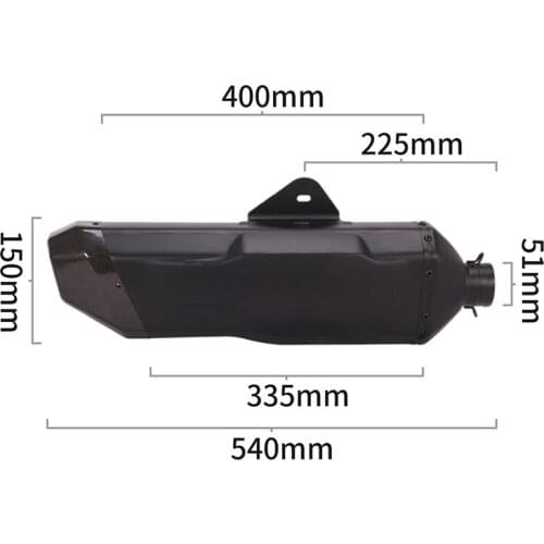 Black 540mm Motorcycle Exhaust Tail Pipe Universal 51mm Muffler Escape Removable DB Killer Dirt Bike Exhaust Pipe Carbon Fiber