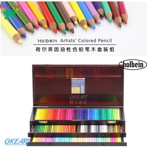 Japan Holbein 100/150 color oil pencils wooden box Pencil Art Set Water soluble color set professional drawing art supplies