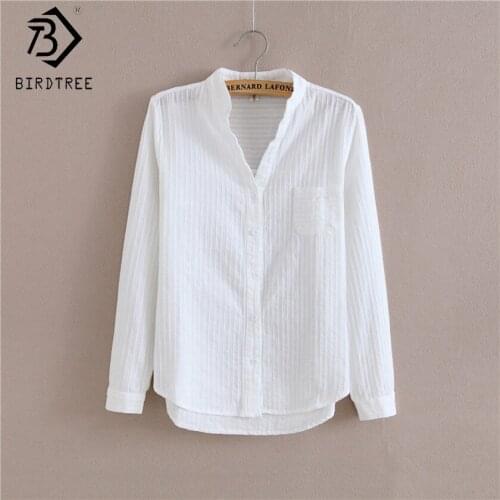 Korean Women Blusas Preppy New 2017 Autumn White Shirts Tops Kawaii Embroidery Tops Button Pocket Female Shirts T78618A