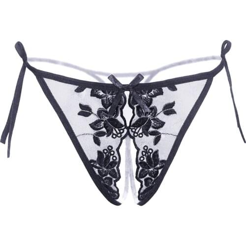 Bandage Lace Womens Panties Embroidery Crotchless Sexy Underwear Female Perspective Sexy Thong Intimates Erotic Lingerie Thong