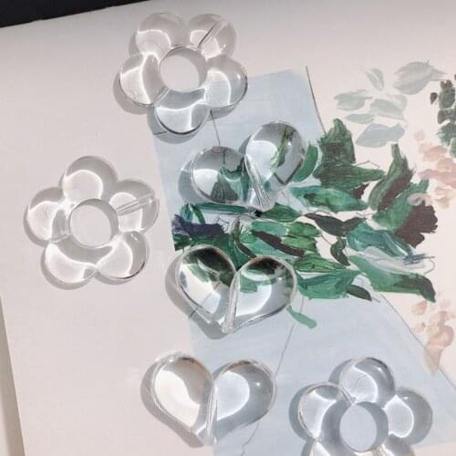 10Pcs Transparent Cute Flower Love Heart Beads For DIY Making Earrings Necklace Handmade Craft Jewelry Accessories
