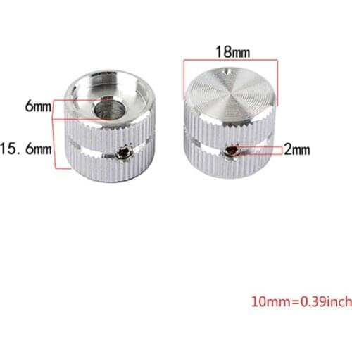 2Pcs Guitar Dome Tone Knobs Metal Silver Volume Control Switch Cap Screw Type for 6mm Shaft Electric Guitar Bass Parts Dropship