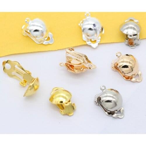 20p 4-colors clip-on Earring Components Ear Clip Base Findings Non-Pierced Ears Ear wire with Loop DIY crystal jewelry findings