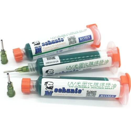 3pcs/lot MECHANIC 10ML GREEN UV SOLDER MASK PCB BGA PAINT PREVENT CORROSIVE ARCING Soldering Paste Flux Cream Welding Fluxes Oil
