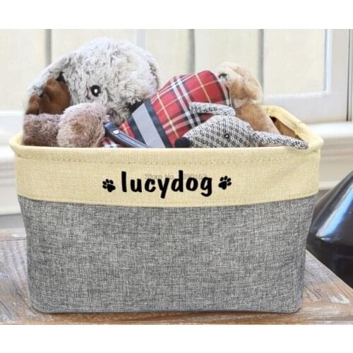 30pcs,Personalized Pet Dog Toy Storage Basket Dog Canvas Bag Foldable Pet Toys Linen Storage Box Bins Dog Accessories