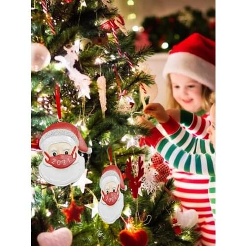 3D Personalized Santa Claus With Mask Resin Christmas Tree Hanging Ornaments Festival Decor New Christmas Holiday Decoration