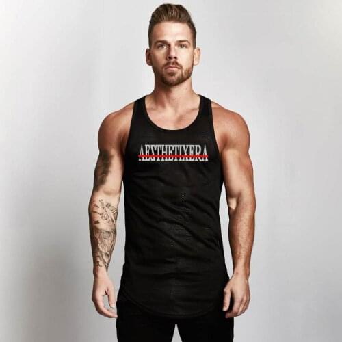 Bodybuilding Mesh Brand Workout Fashion Casual Mens Tank Top Fitness Singlets Sleeveless Vest Stringer Undershirt Gym Tanktops