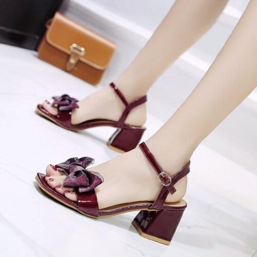 Lovely Bowtie High Heels Sandals Women Summer 2020 Ankle Strap Comfortable Thick Heeled Gladiator Shoes Woman Sandalias