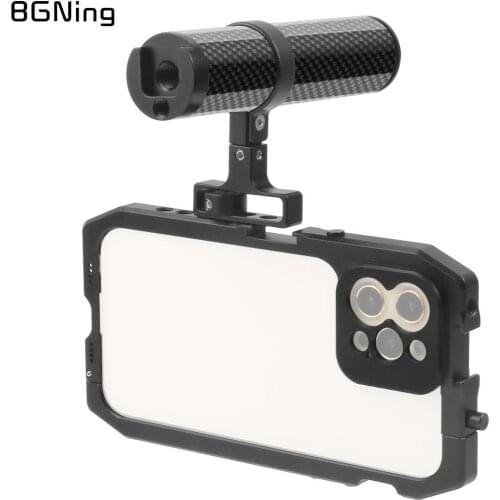 Aluminum Alloy CNC Phone Case 1/4 Screw Hole Video Frame Cover Outdoor Tripod Cold Shoe Mount Cage Rig for iPhone 12 Pro Mobile