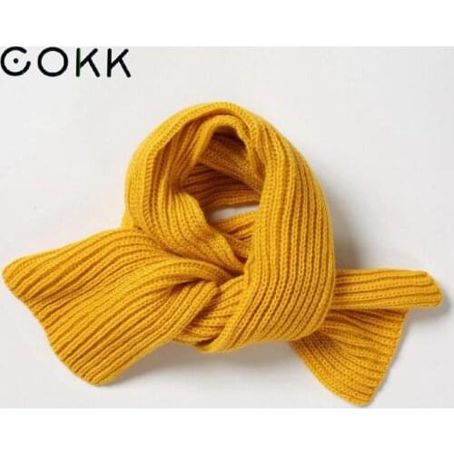 COKK Children Winter Scarf Baby Warm Knitted Scarves For Ladies Boys Girls Soft Kids Scarf Women Thick Warm Black Accessories