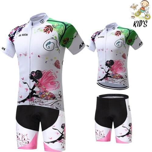 2021 Kids Short Sleeve Cycling Jersey Set Breathable Children Bike Clothing Boys Girls Summer Bike Outdoor Riding Bike Uniform