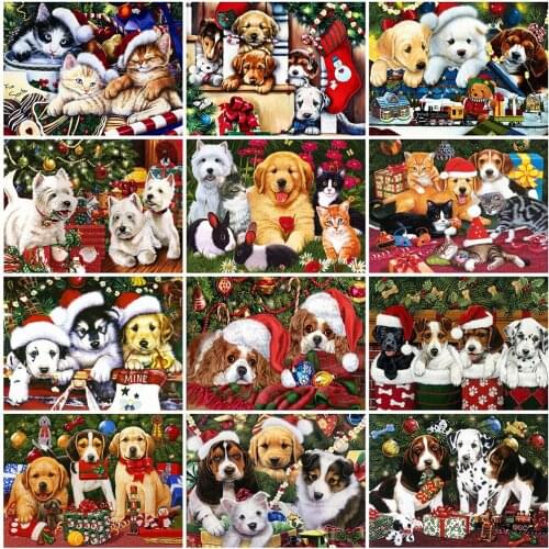 Evershine 5D DIY Diamond Embroidery Dog Rhinestone Art Christmas Diamond Painting Animal Cross Stitch Mosaic Home Decor Gift